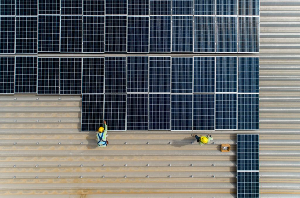 Large solar installation on a roof