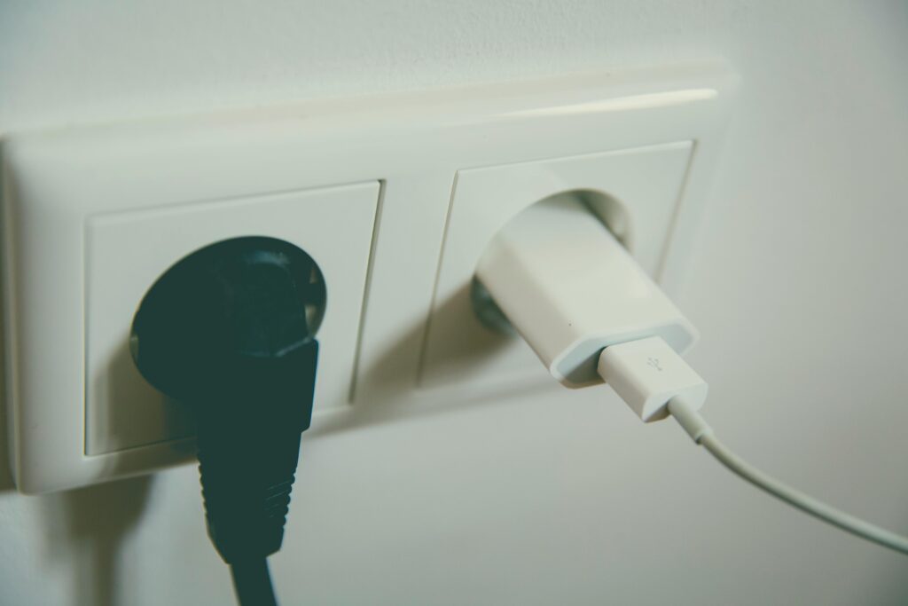 Appliances plugged into wall sockets