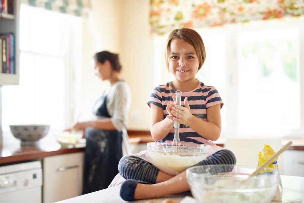 Cooking in the kitchen